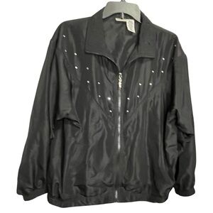 VTG Black Jeweled Women's Windbreaker Jacket